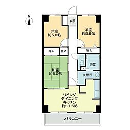 スカール新居浜 3LDKの間取図画像