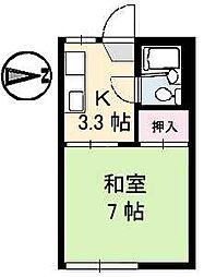 ヴィラあさひ 1Kの間取図画像