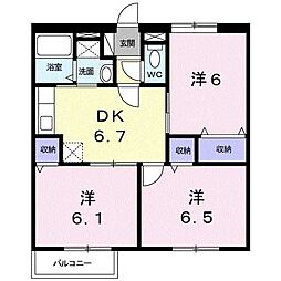サンヒルズSA棟 3DKの間取図画像