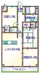 アーバンコート高木 3LDKの間取図画像
