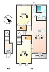 グラート・M 2LDKの間取図画像