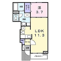 ローズクォーツ 1LDKの間取図画像