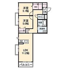 プレミアス 2LDKの間取図画像