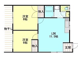 さくらコーポ 2LDKの間取図画像