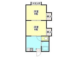 吉野ハイツ 2Kの間取図画像