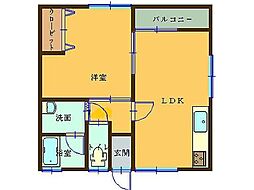 エバーグリーン 1LDKの間取図画像
