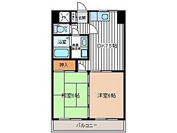 ホワイトヒルズ菜根 2DKの間取図画像