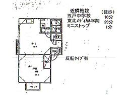 サンビレッジV 1階1LDKの間取り