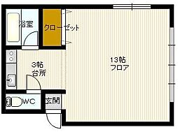 コーポサトウ ワンルームの間取図画像