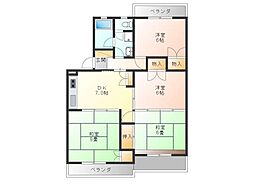 第3エヌ・ケイハウス並木 4DKの間取図画像