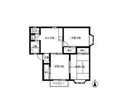 メゾン藤田 3DKの間取図画像