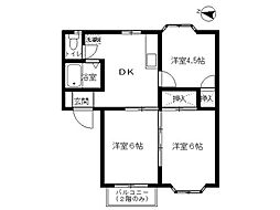 コーポロータスA 3DKの間取図画像