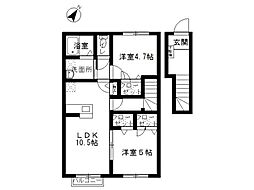 ピースフルカーサ2 2LDKの間取図画像