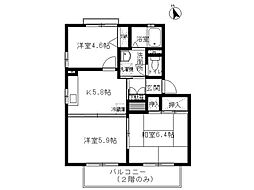 コンフォルタ藤沢町E 3Kの間取図画像