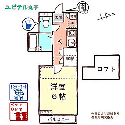 ユピテル丸子 1Kの間取図画像