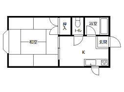 コテージ・ユー・ポートI 2階1DKの間取り