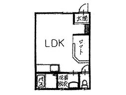 アトリエールII 2階ワンルームの間取り