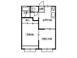 メゾン・ド・ソファレ 2階2Kの間取り