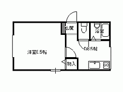シティハイムフィオーレ 2階1Kの間取り