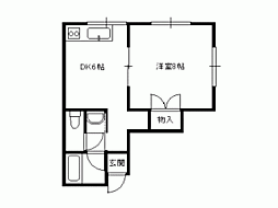 桂木ハイツ 1DKの間取図画像