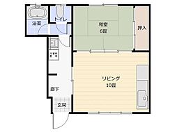 コーポレート佃 1DKの間取図画像