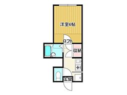 コーポゆたかB 1Kの間取図画像