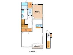 ブルーレース・アゲイト 1LDKの間取図画像