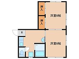 サイバーパーク並木 2DKの間取図画像