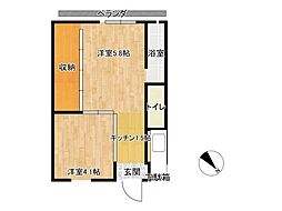 ビレッジハウス仁井田4 2Kの間取図画像