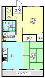 ヴィラ・グランベール 2DKの間取図画像