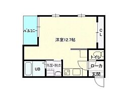 レガルバ長島 2階ワンルームの間取り