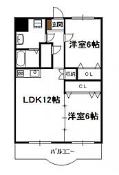 レイクヒルズ（2LDK） 3階2LDKの間取り