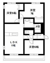 COLLINE（コリーヌ）3LDK（角） 2階3LDKの間取り
