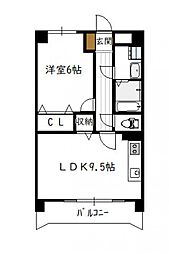 松橋マンション 1LDKの間取図画像