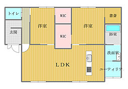 田野町あけぼの４丁目　令和２年築　平屋戸建て 2SLDKの間取り