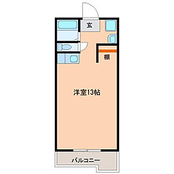 サンケイマンション第9ビル 4階ワンルームの間取り