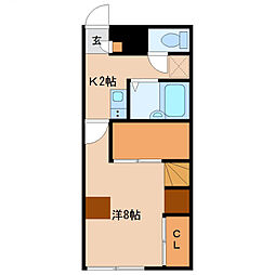 ディライトフル22 2階1Kの間取り