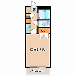 ベルトピア宮崎7 1Kの間取図画像