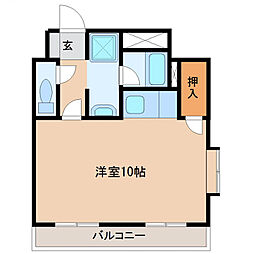 ウェストコースト ワンルームの間取図画像