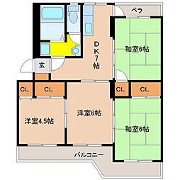デタント新城 4DKの間取図画像