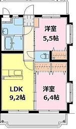 ファミリアOdo 2LDKの間取図画像