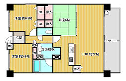 ポレスター宮崎ザ・レジデンス 3LDKの間取図画像