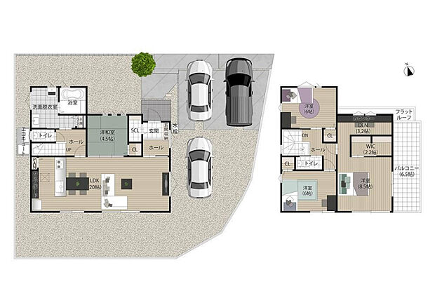 1号地：2990万円(土地63.15坪/建物35.31坪)