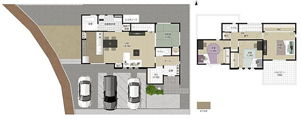 1号地(4280万円、土地202.0?、建物106.8?)