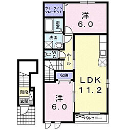 ベル グランツ 2階2LDKの間取り