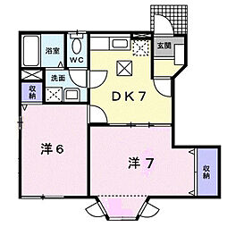 ヴェル ドミール Ｂ 1階2DKの間取り