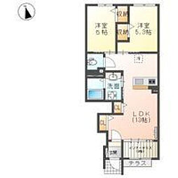 Chaleur K 101号室 1階2LDKの間取り