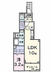 リバーストーン 太田 1LDKの間取図画像