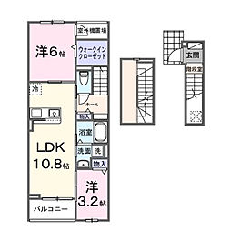 リバーストーン 太田 2LDKの間取図画像