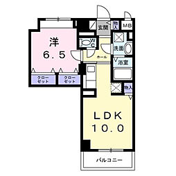 サンライズ 江平中町 1LDKの間取図画像